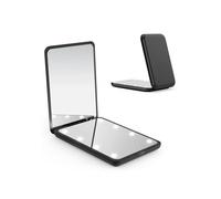 WOBSION Compact Mirror, Small Pocket Mirror for Purse, 1X/3X Magnifying Travel Makeup Mirrors for Handbag, Folding, Handheld, LED, Portable, Gifts for Women, Black