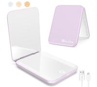 WOBSION Travel Makeup Mirror with Light, Dimmable Compact Mirror for Pocket, Small Mirrors for Handbag, 1x/3x Magnifying Portable Led Mirrors for Women, Rechargeable, Gifts for Girls, Purple