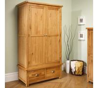 Woburn - 2 Door 2 Drawer Wardrobe - Oak - Wooden - Happy Beds