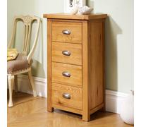 Woburn - 4 Drawer Narrow Chest - Oak - Wooden - Happy Beds