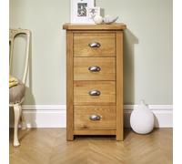 Woburn Narrow Chest - 4 Drawer - Rustic Oak