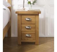 Woburn Rustic Oak 3 Drawer Bedside Cabinet