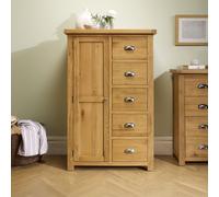 Woburn Short Wardrobe - 1 Door 5 Drawer - Rustic Oak