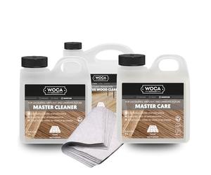 WOCA Master Clean & Care Kit - All-in-One Floor Maintenance Kit for Lacquered, Laminate & Vinyl Floors | Includes Master Cleaner, Master Care, Intensive Wood Cleaner & Accessories - Interior Use