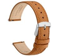 WOCCI 12mm Grace Leather Watch Strap for Ladies, Top Grain Leather, Quick Release Replacement Band with Silver Buckle (Apricot Tan)