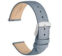 WOCCI 13mm Grace Leather Watch Strap for Ladies, Top Grain Leather, Quick Release Replacement Band with Silver Buckle (Mist Blue)