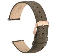 WOCCI 14mm Grace Leather Watch Strap for Ladies, Top Grain Leather, Quick Release Replacement Band with Rose Gold Buckle (Elephant Grey)