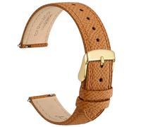 WOCCI 16mm Grace Leather Watch Strap for Ladies, Top Grain Leather, Quick Release Replacement Band with Gold Buckle (Apricot Tan)