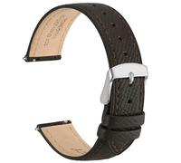 WOCCI 16mm Grace Leather Watch Strap for Ladies, Top Grain Leather, Quick Release Replacement Band with Silver Buckle (Dark Brown)