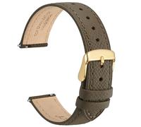 WOCCI 16mm Grace Leather Watch Strap for Ladies, Top Grain Leather, Quick Release Replacement Band with Gold Buckle (Elephant Grey)