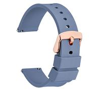 WOCCI 16mm Silicone Watch Strap with Rose Gold Buckle, Quick Release Bracelet (Harbor Blue)
