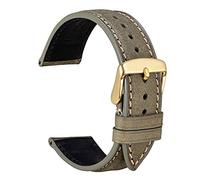 WOCCI 18mm Nubuck Leather Watch Strap for Men and Women, Golden Buckle (Olive Green)