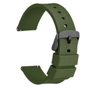 WOCCI 18mm Silicone Watch Strap, Quick Release Rubber Replacement Band with Black Stainless Steel Buckle (Military Green)