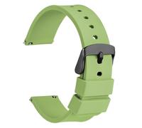 WOCCI 18mm Silicone Watch Strap, Quick Release Rubber Replacement Band with Black Stainless Steel Buckle (Matcha Green)
