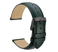 WOCCI 18mm Vintage Leather Watch Straps with Black Buckle, Replacement Bands (Dark Green)
