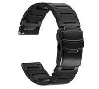 WOCCI 20mm Heavy-duty Metal Watch Strap for Men, 316 L Stainless Steel, Double Locking Deployant Clasp (Black)