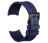 WOCCI 20mm Watch Strap, Curved End, Silky Touch Silicone, Black Buckle (Blue)