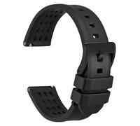 WOCCI 21mm Rally Watch Strap, FKM Rubber Band, Quick Release, Black Matte Buckle (Black)