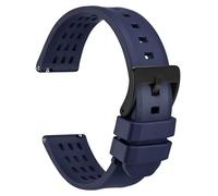 WOCCI 21mm Rally Watch Strap, FKM Rubber Band, Quick Release, Black Matte Buckle (Blue)