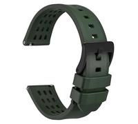 WOCCI 21mm Rally Watch Strap, FKM Rubber Band, Quick Release, Black Matte Buckle (Green)
