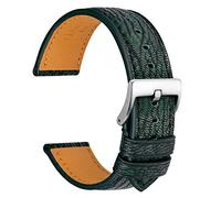 WOCCI 22mm Chevre Watch Strap for Men, French Goat Leather Band, Silver Brushed Buckle (Imperial Green)
