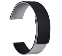 WOCCI 22mm Magnetic Watch Strap, Wood Grain Silicone, Quick Release (Black+Grey)