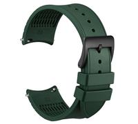 WOCCI 22mm Watch Strap, Curved End, Silky Touch Silicone, Black Buckle (Green)