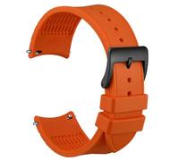 WOCCI 22mm Watch Strap, Curved End, Silky Touch Silicone, Black Buckle (Orange)