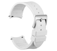 WOCCI 22mm Watch Strap, Curved End, Silky Touch Silicone, Silver Buckle (White)
