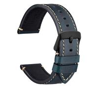 WOCCI 24mm Watch Strap, Pull Up Leather, Matte Black Buckle (Midnight Blue)