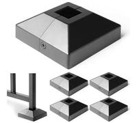 Wocepu 1"x1" Aluminum Deck Post Base Cover for Railings, Stairs, Patios, Porches - Split Post Skirt 4Pcs(Black)