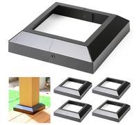 Wocepu 4 pcs 5.5"x5.5" Aluminum Deck Post Base Cover, for Deck railings, Stairs, Patios, Porches Split Deck Post Skirt (Black)