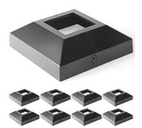 Wocepu Aluminum Deck Post Base Cover for 2" Post Floor Flange, Flange Base Shoe for Railings, Post Skirt Cover (2"X2", Black, 8)