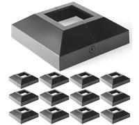 WOCEPU Aluminum Deck Post Base Cover for 2"" Post Floor Flange, Flange Base Shoe for Railings, Post Skirt Cover (2""X2"", Black, 12)