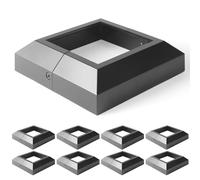 Wocepu Aluminum Deck Post Base Cover for Post Floor Flange, Flange Base Shoe for Railings, Post Skirt Cover (4"x4", Black, 8)