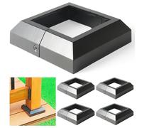 Wocepu Aluminum Deck Post Base Cover for Post Floor Flange, Flange Base Shoe for Railings, Post Skirt Cover (3.5"x3.5", Black, 4)