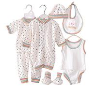 wocharm 8PCS Newborn Baby Girls Boys Cotton Grow Top Hat Pants Unisex Infant PlaySuit Sets Outfit(Dots)