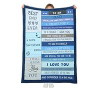 wocharm Dad Gifts Flannel Throw Blanket, Soft Warm Cosy Bed Blanket with Heartfelt Words, Ideal for Father's Day, Birthday, Blue, 60x80 Inch