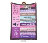 wocharm Gifts for Mum, Flannel Throw Blanket, Soft Warm Cosy Bed Blanket with Heartfelt Words, Ideal for Mother's Day, Birthday, Purple Mom Gifts, 60x80 inch