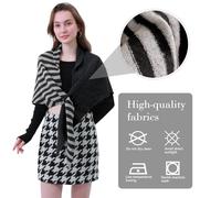 wocharm Women's Pashmina Shawl Wraps, Soft Open Front Poncho Sweater, Knitted Shawls Wool Cashmere Shoulder Top Sweater Shawls Triangle Scarf (Black&Stripe)