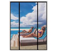 WochiTV Sliding Screen Door Fits Door Size 80 x 90, Magnetic Screen Door Screen Size 82" x 92", Double Opening Mesh Net Curtain with Magnet Hands Free Great for French Door Pet Kid