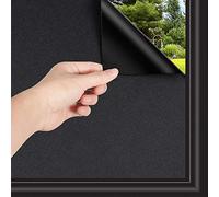 WochiTV Total Blackout Window Film 100% Light Blocking Non Adhesive No Residue Removable Opaque Static Cling Privacy Glass Tint for Home Bedroom Darkening Heat Control (35.4 in x 13.1 Ft)