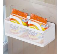 WOCHUANGSI Magnetic Laundry Shelf, White, Rectangular, Metal, Minimalist, L13.78in*W5.12in*H3.94in