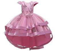 WOCINL Flower Girls High Low Tulle Dress Princess Birthday Pageant Wedding Christmas Party Communion Evening Dance Ball Gown Dusty Rose 4-5 Years