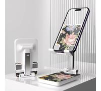 WOCOCN Adjustable and Foldable Desktop Cell Phone Holder, Creative Technology, Convenient Life, Bringing You a Wonderful Movie Watching and Office Experience (Black Flower)