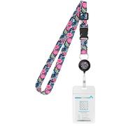 WOCOCN Cruise Ship Lanyard with Adjustable Neck Strap and Waterproof Clear Card Holder, Free Retractable, Carry with You to Protect Your Valuables (Purple Flowers)