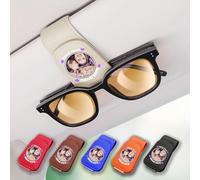 WOCOCN Custom Sun visor Glasses Clip for Car,Parking Ticket Holder for Car Windscreen,Magnetic Sunglasses Holder,Cute Car Decorations Interior,Car Gifts for Women,Men (Beige)