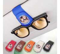 WOCOCN Custom Sun visor Glasses Clip for Car,Parking Ticket Holder for Car Windscreen,Magnetic Sunglasses Holder,Cute Car Decorations Interior,Car Gifts for Women,Men (Blue)