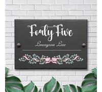 WOCOCN House Numbers Plaques, Slate House Sign, Personalised Door Number, UV-Printed Home Address Plaque, Sign Applicable for Wall, Front Door, Garden, Outside Door, Road (Style B)