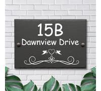 WOCOCN House Numbers Plaques, Slate House Sign, Personalised Door Number, UV-Printed Home Address Plaque, Sign Applicable for Wall, Front Door, Garden, Outside Door, Road (Style A)